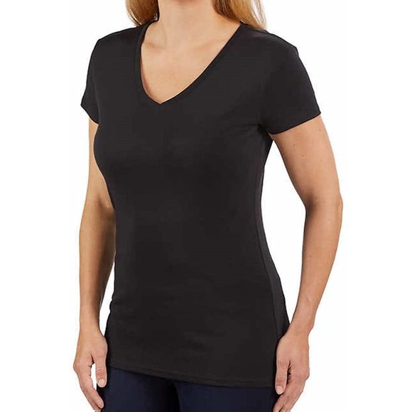 NWT Kirkland Signature Ladies Cotton V-Neck Tee Shirt Gray Size S $35 2B169 - Picture 1 of 2